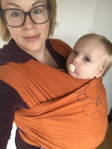 Babywearing mama with baby in front